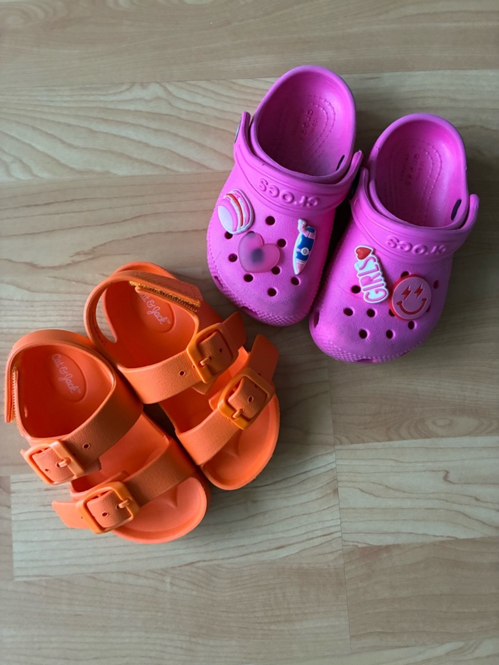 Pink Croc-Style Clogs & Orange Buckle Sandals for Kids